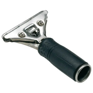 Ein Wischergriff aus Metall mit schwarzem Gummiüberzug.