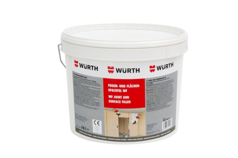 Spachtelmasse-Bau-SPACHTMAS in einem Eimer, ideal für glatte Oberflächen und einfache Anwendung.