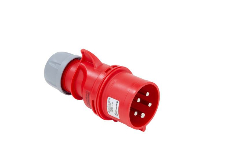 Rote CEE-Steckdose mit 5 Polen, 32A, 400V, IP44 Schutz, robustes Anschlussgerät