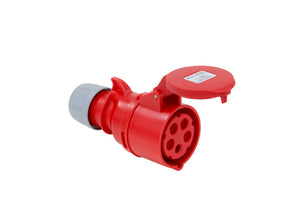 Roter fünfpoliger CEE-Stecker 16A 400V IP44 in Packung mit 10 Einheiten.