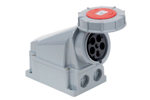 WANDDO-CEE-ROT-5PLG-63A-400V-IP67 mit fünf Polen, wetterfest und robust für professionelle Anwendungen.