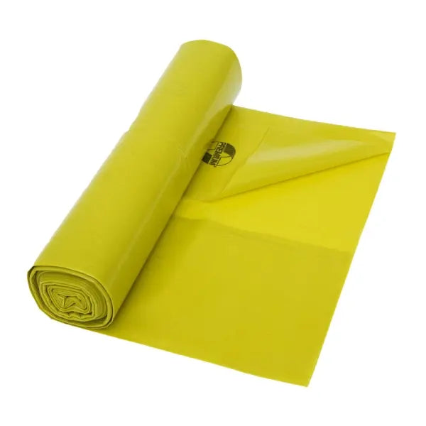 Garbage bags LDPE, 120L, yellow, 700x1100mm, Type 60, 32my, 25 pcs/roll.