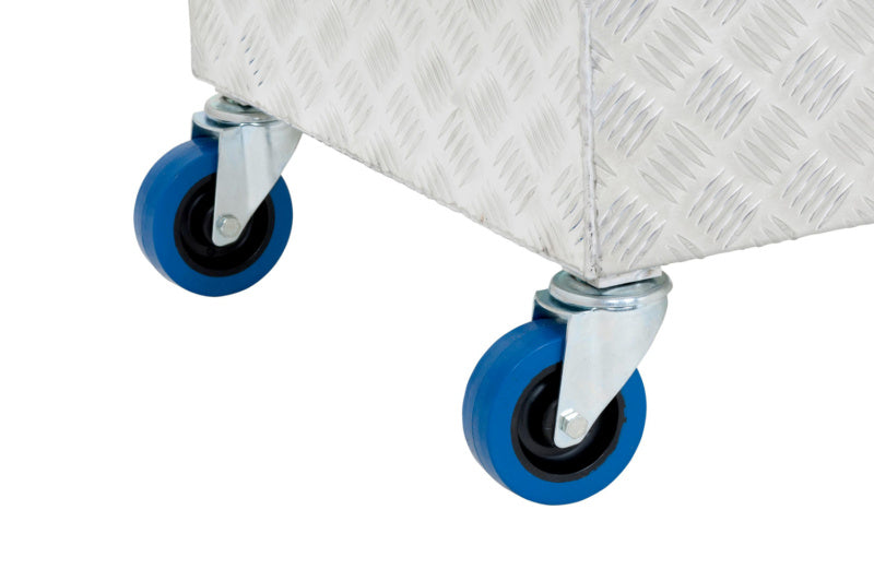 Riffelblechbox aus korrosionsbeständigem Material mit riffeliger Oberfläche für Werkzeugaufbewahrung.