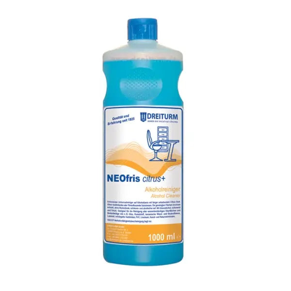 Eine Flasche Neofris Citrus+ Alkoholreiniger mit 1000 ml Inhalt.