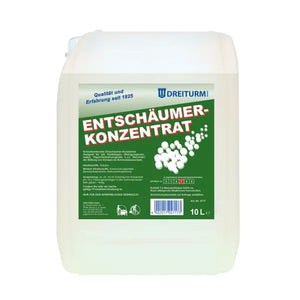 Zehn Kanister Entschäumer Konzentrat zur effektiven Reduzierung von Schaumbildung in Industrieprozessen.