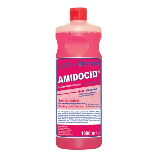 Amidocid Desinfektionsmittel in einer 1L roten Flasche.