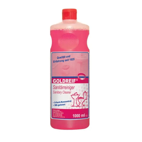 Goldreif Sanitärreiniger in einer 1L Flasche.