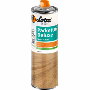 Loba ParkettOil Deluxe Transparent 1L Flasche mit Holzmaserung