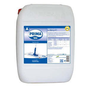 20kg Kanister mit Prima Tex Reiniger für die professionelle Textilreinigung.