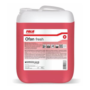 10L kanister med Ofan fresh desinfektionsreiniger i rød.