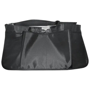 Schwarze Unger Schürze mit Fronttasche und verstellbarem Bund.