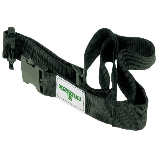 Schwarzer, verstellbarer Hüftgurt mit Schnellverschluss und UNGER Logo.