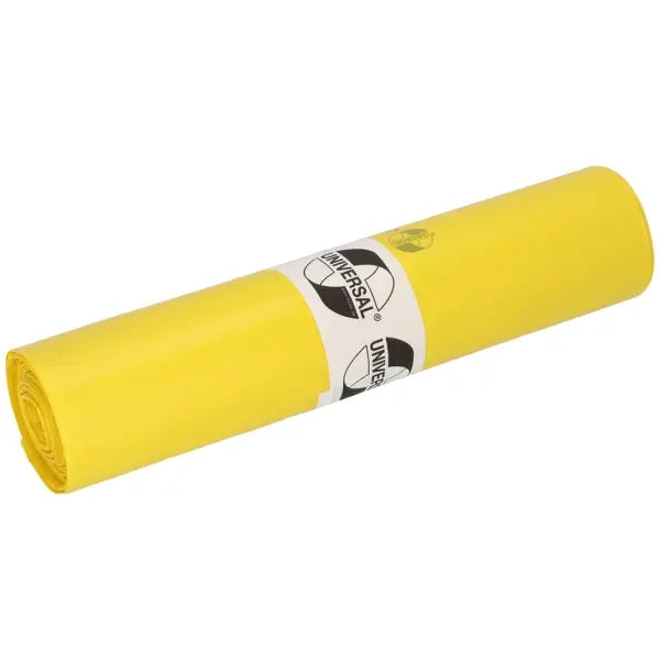 Garbage bags UNIVERSAL, HDPE, 120L, yellow, 700x1100mm, 18my, 50 pcs/roll.