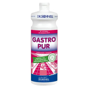 1 Liter bottle of Gastro Pur concentrate for effective cleaning in food service environments.