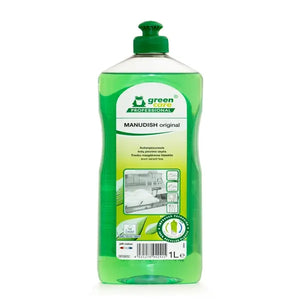 Grüne Flasche Manudish Original Spülmittel mit 1L Inhalt.