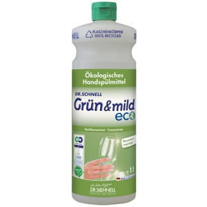 1 Liter Flasche Grün & Mild Eco Allzweckreiniger mit umweltfreundlicher, milder Formel.