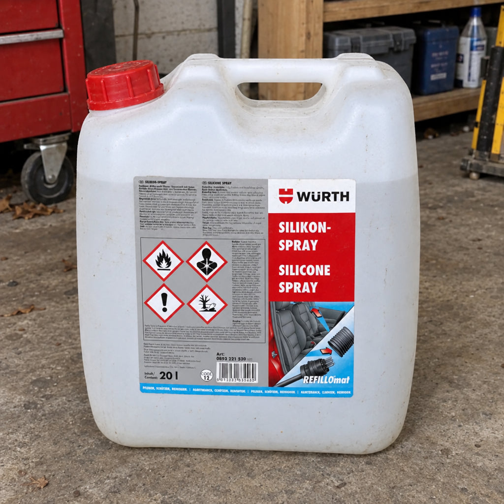 A 20-liter container of universal silicone spray for various applications.