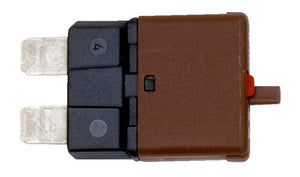 Seven 5A terminal blocks arranged in a compact configuration for electrical connections.