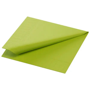 Lime green Duni Zelltuch napkin, 24x24cm, 1/4 fold.
