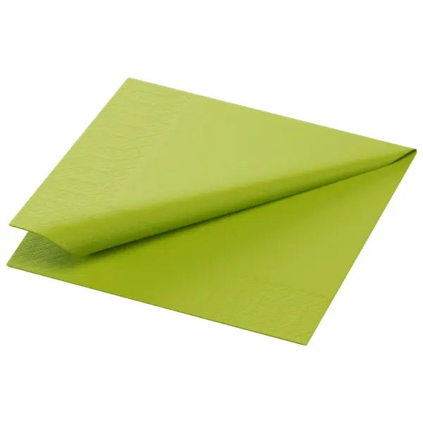 Lime green Duni Zelltuch napkin, 24x24cm, 1/4 fold.