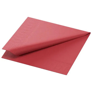 Duni bordeaux red paper napkins, 24x24cm, quarter fold.