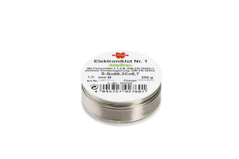 Elektroniklot-LOT-NR1-SN99,3/CU0,7-BLEIFREI-250G-D1,5     Verpackungsinhalt    20 Einheit