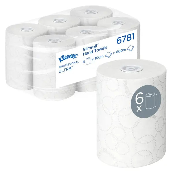 Kleenex Ultra Slimroll Rollenhandtücher, 2-lagig, weiß, 6 Rollen.