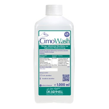 1 Liter Euroflasche Cimo Wash, ein Reinigungsmittel zur Entfernung von Schmutz und Fett.