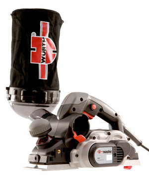 Elektrohobel mit robustem Design, einstellbarer Hobeltiefe und integriertem Staubsaugeranschluss im Koffer