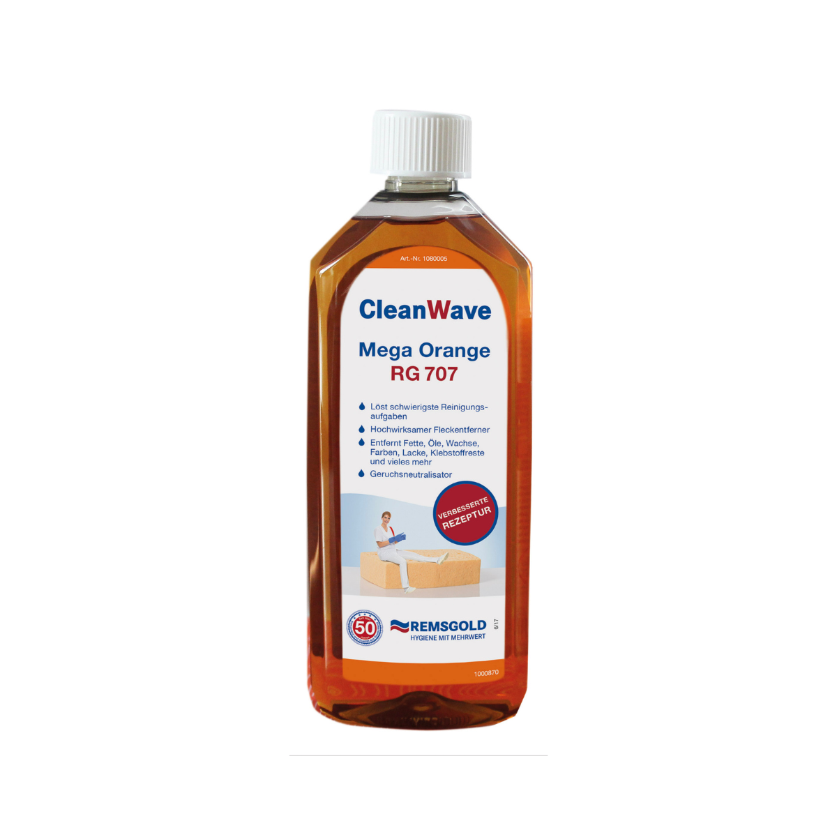 Die CLW Mega Orange RG 707 ist eine orange Reinigungsflüssigkeit in einer 500ml Sprühflasche.