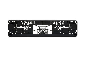 Complete license plate mounting kit with all necessary components included.