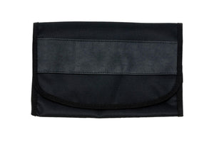 Black document holder for vehicle papers, designed to hold 12 units.