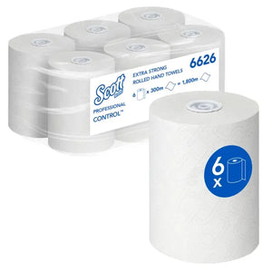 Scott Extra Strong Rollenhandtücher in Weiß, 300m, 6 Rollen.