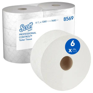 Scott Control Toilettenpapier Rollen, 2-lagig, weiß, 1280 Blatt pro Rolle.