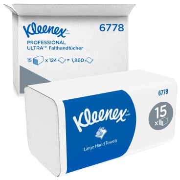 Kleenex Falthandtücher in einer Packung mit 15 Stück.