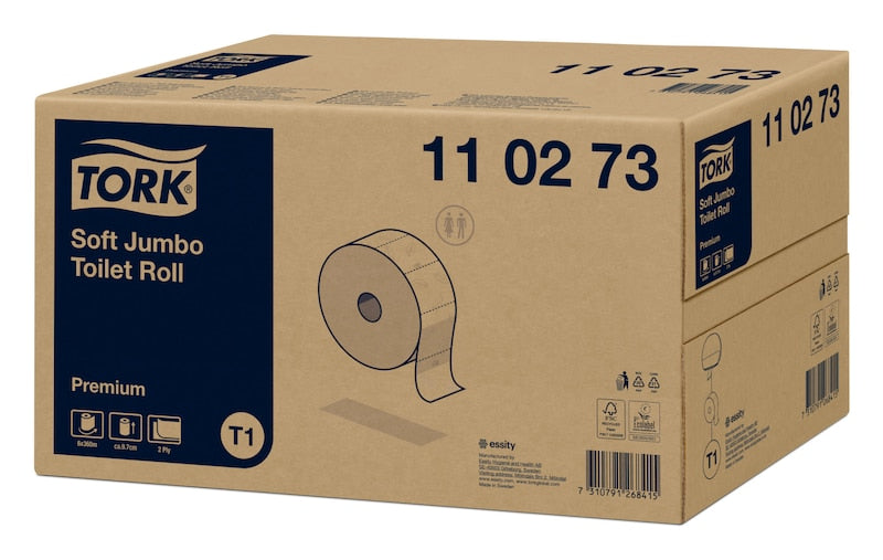 Waschraum -Tork Premium Toilettenpapier Jumbo Rolle, 2lg - 360 m/Ro., Tissue, hochweiß, Waffelprägung, perforiert, Blatt:10x20 cm,ø:26 cm, 6 Ro.n/VE