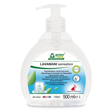 Lavamani Sensation Handdesinfektionsmittel in 500ml Spenderflasche.