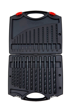 Spiralbohrer Metall Sortiment mit verschiedenen HSS-Bohrern in stabilem Etui nach DIN 340 Norm.