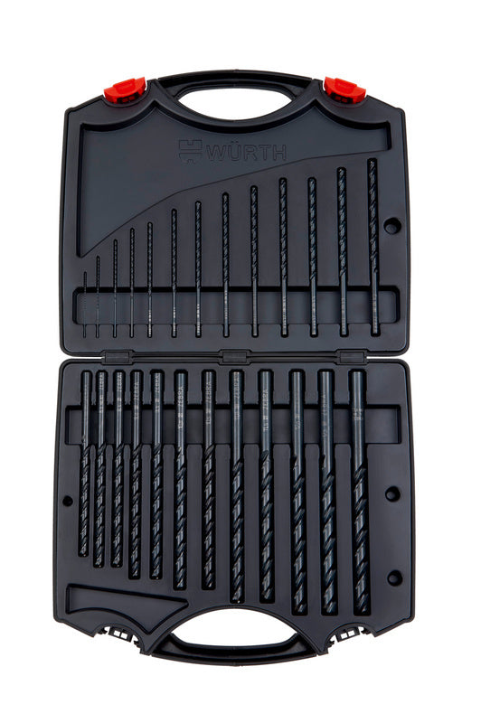 Spiralbohrer Metall Sortiment mit verschiedenen HSS-Bohrern in stabilem Etui nach DIN 340 Norm.