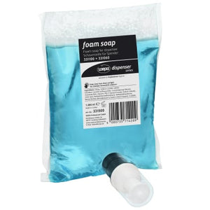 Wepa Professional Schaumseife Free 500ml Nachfüllbeutel mit blauem Inhalt.