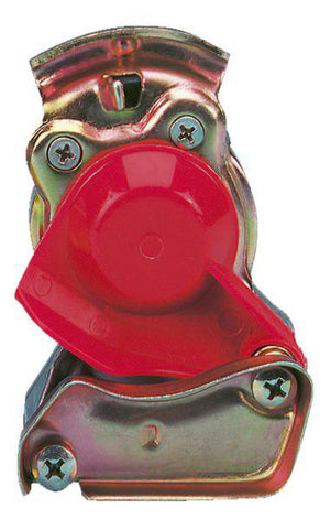 Red automatic valve with M16x1.5 thread for fluid control.