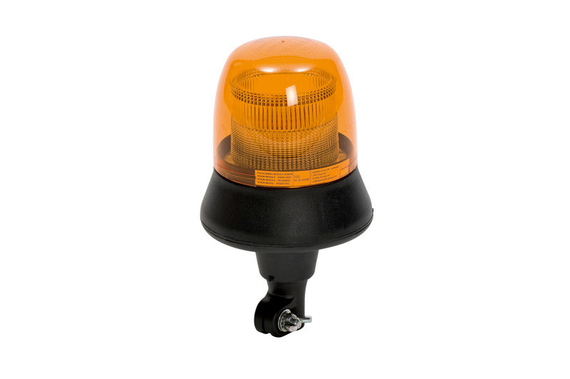 Rundumkennleuchte für Nutzfahrzeuge mit orangefarbenem Leuchtglas und schwarzem Sockel