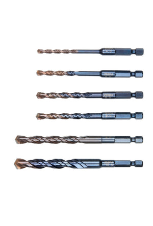 Sechs präzisionsgefertigte Mehrzweckbohrer in verschiedenen Durchmessern von 4 mm bis 10 mm.