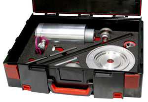 Hydraulic transmission unit with a robust design and clear labeling for easy identification.