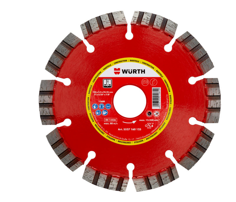 Runde Diamanttrennscheibe TSHB DIA BAUSTELLE in verschiedenen Größen für Bauanwendungen.