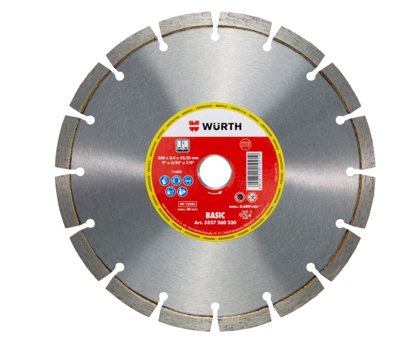 Runde Diamanttrennscheibe TSHB DIA BASIC mit segmentiertem Schneidrand für Beton und Stein.