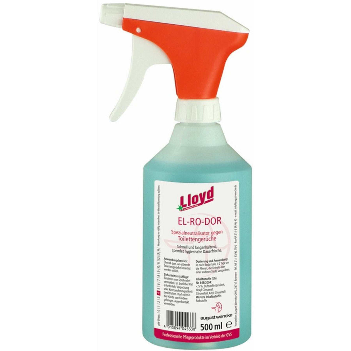 Lloyd El-Ro-Dor Toilette Reinigungsmittel 500ml Flasche mit Zerstäuber zur effektiven und umweltfreundlichen Toilette Reinigung