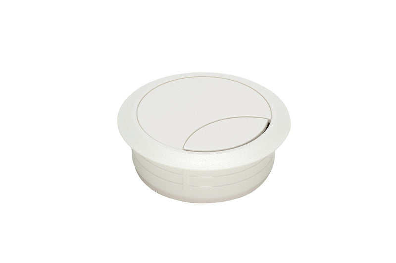 Weißes rundes Schreibtischzubehör mit 60 mm Durchmesser zur Aufbewahrung von Stiften und Notizen.