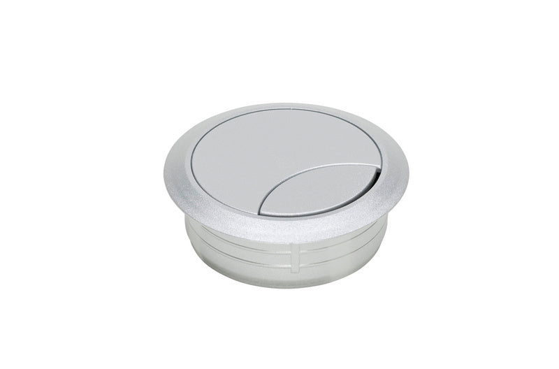 Rundes Schreibtischzubehör aus Aluminium mit 80 mm Durchmesser und rutschfester Unterseite.