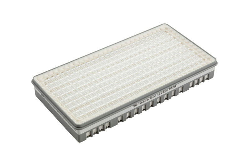 Schweißerhelm mit integriertem Gebläsefiltergerät und verstellbarem Kopfring in schwarzem Design.